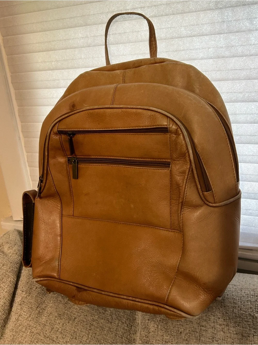 Leather Men's Backpack Tan Made in Columbia Soft